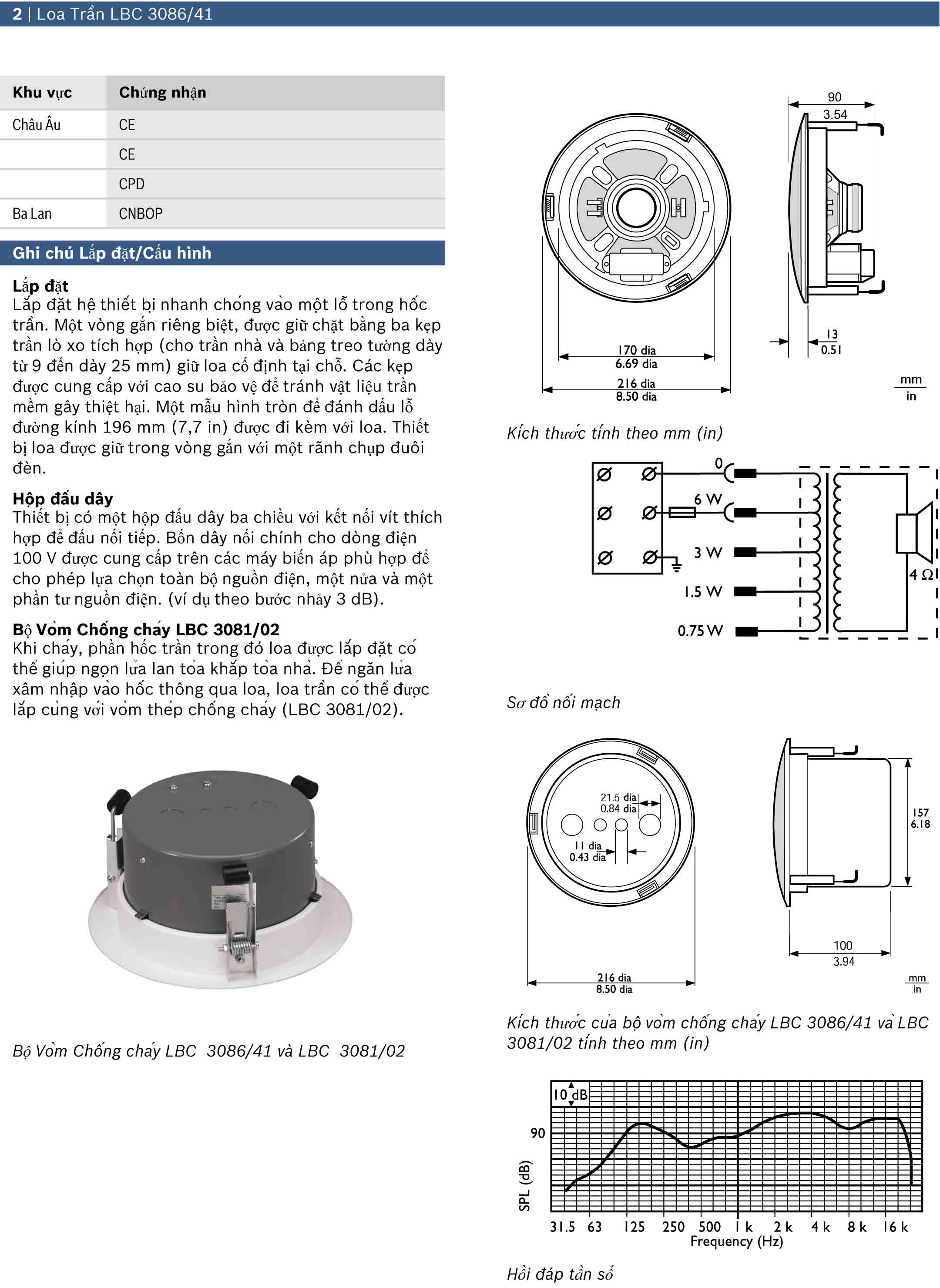 huong dan lap dat oa am tran 6w Bosch LBC 3086-41